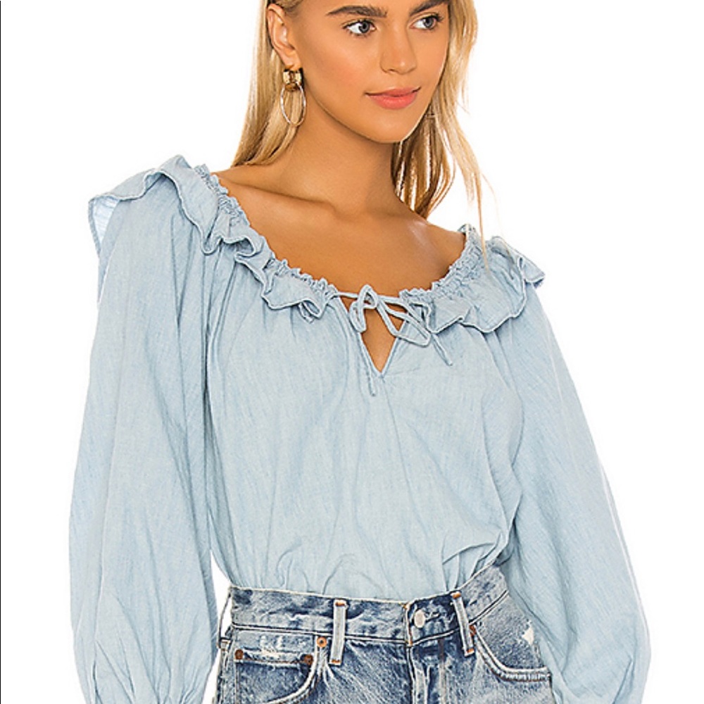 Free People Lilly of the Valley Chambray Top